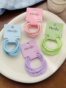 4 件/套糖果色简约条纹高弹力发带，不伤发，适合马尾辫和发髻发型，春夏