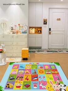 1 件可爱动物和字母图案地毯，家居装饰地毯，耐用、舒适、防尘、易清洁，适用于客厅、卧室