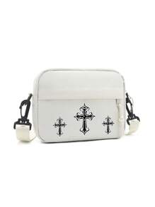 Slant Shoulder Bag, Casual Minimalist Solid Color Small Square Crossbody Bag For Men, Daily Versatile Lightweight Nylon Water-Resistant Sling Bag, Suitable For Teen, Summer, Outdoor, Athletic, Travel, Graduation Gift, Birthday Dress Accessories, Christian Gifts (Cross, Jesus, Raise Christ)