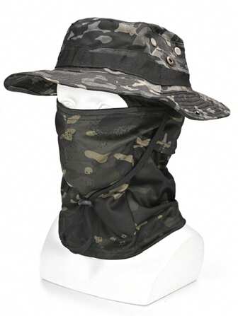 1 顶帽子 + 1 个面罩，男士夏季渔夫帽，适合户外工作、徒步旅行、徒步旅行