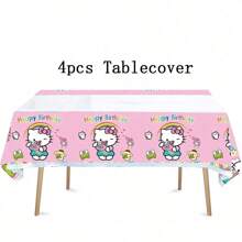 Sanrio Sanrio 42 Pcs Party Decoration Hello Kitty 1pc Tablecover 20 Pcs Plates And 20 Pcs Napkins 1pc Birthday Banner Theme Birthday Party Decoration Favor Sets