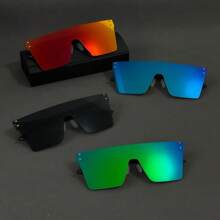 1 Stück rahmenlose, personalisierte Straßenmode Brille, monobloc europäischer und amerikanischer Stil, farbige Gläser, geeignet für den täglichen Lässig-Trag, Partys, Hip-Hop-Styling, Urlaubsgeschenke