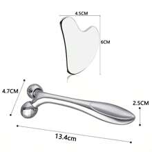 Set Of 2pcs Facial Massage Tools Set, Face Roller And Gua Massager, Unscented, Manual Operation, No Battery Required, With Ideal Gift For Her, For Face, Neck And Body,School,Back To School,Travel,Travel Essentials,Home Essentials,Spa,Massage Tool,Massage,Massager,Spa