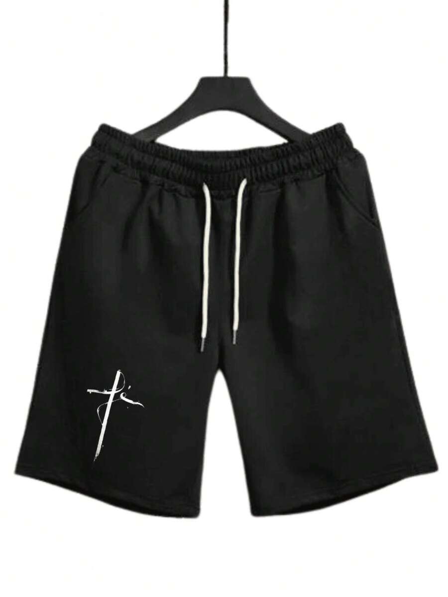 Bermuda Tectel Faith Beach Fashion Streetwear Religion Christian Shorts With Pockets Men's Gym Training Launch - 黑色 - 查看 1