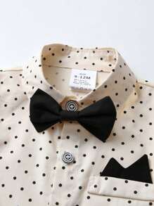 BOARNSEORL 2pcs Young Boys Gentleman Outfit - Short Sleeve Shirt With Bow Tie And Black Suspender Shorts, Fashionable And Stylish For Birthday Party, 1st Birthday, Wedding, Banquet - Black - View 9