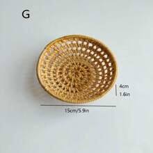 Đĩa trái cây/Đĩa ăn nhẹ bằng mây đan, Đĩa trà rỗng, Đĩa nhỏ thủ công, Đĩa trà chiều, Tấm lót cốc - Màu vàng - Xem 17