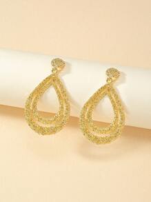 1 Pair Of Personalized European And American Style Double Layered Water Droplet Leopard Print Earrings Suitable For Daily Commuting And Banquet Activities