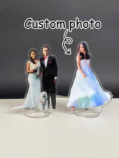 1 Peça Cavalete Acrílico Personalizado para Foto, Presente de Imagem Personalizado, Acessórios Personalizados de Mesa de Escritório para Mulheres, Cavaletes de Personagem Personalizáveis