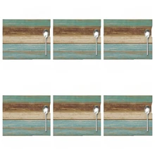 Un set în stil minimalist de 4 bucăți, servește de masă, modelul este compus din dungi albastre care curge și măsoară 12 * 18 inci. Este rezistentă la căldură și potrivită pentru gărzile de uz casnic - Multicolor - Vizualizare 16