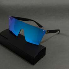 1 Stück rahmenlose, personalisierte Straßenmode Brille, monobloc europäischer und amerikanischer Stil, farbige Gläser, geeignet für den täglichen Lässig-Trag, Partys, Hip-Hop-Styling, Urlaubsgeschenke