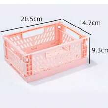 2pcs Mini Foldable Storage Basket, Collapsible PP Organizer Box For Kitchen, Bathroom, Office, Stationery, Notebook, Cosmetics Desk, Available In Multiple Colors, Desktop Organization Tool, Shelf Basket