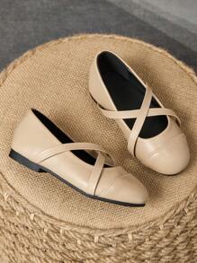 1 Paio Scarpe Eleganti in Pelle per Ragazze in colori Albicocca, Kaki, Nero, Marrone, Scarpe da Principessa per Rappresentanza, Scarpe da Studente per Scuola, con Punta Tonda, in Morbida Pelle, Stile Elegante e Alla Moda per Bambini