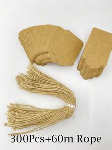 100pcs, Kraft Paper Gift Labels With Yellow Rope, Blank Commodity Price Hanging Labels, Bulk Brown Labels For Wedding, Birthday, Holiday And Party Gifts, Arts And Crafts Packaging, DIY Gift Decoration Labels And Hanging Decorations.