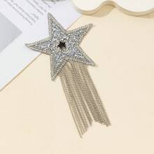 1pc Star Tassel Patch With Heat Melt Glue, Suitable For DIY Craft Accessories, Clothing Patch Decorations, All Seasons