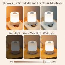 1pc Rechargeable Table Lamp, Small Table Lamp With 3 Colors Lighting Modes And Brightness Adjustable, Dimmable Night Light, Bedside Lamp, Mini Touch Lamp For Living Room, Bedroom, Nightstand, Office, Home, Back To School, Camping - 3 Colors Adjustable - View 2