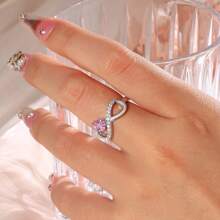 1pc 925 Silver Birthstone Ring, Birthstone Ring For Mom, Minimalist & Elegant Birthstone Ring, Personalized Gift, Birthday Gift - Infinity Symbol Style - View 3