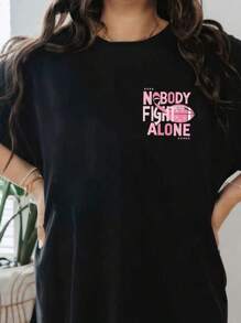 Camiseta deportiva de verano para mujer, cuello redondo, mangas cortas, 100% poliéster, buena elasticidad, tejido de punto, estampado de letras de rugby, jersey casual