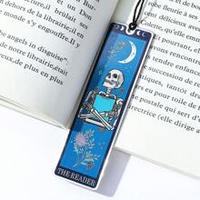 Creative Elegant And Charming Skull Reading Artistic Style Stainless Steel Bookmarks, Readers Reading Mark Bookmarks, Perfect Artistic Style Bookmarks Gifts For Reading Enthusiasts Friends And Office Workers