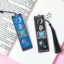 Creative Elegant And Charming Skull Reading Artistic Style Stainless Steel Bookmarks, Readers Reading Mark Bookmarks, Perfect Artistic Style Bookmarks Gifts For Reading Enthusiasts Friends And Office Workers