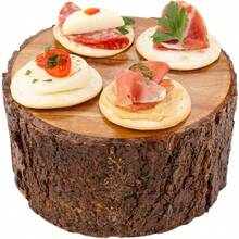 6 Inch X 3 Inch Rustic Riser For Displays 1 Medium Wood Display Riser - Varnished With Bark Edges Hollowed Bottom Acacia Tree Stump Display Stand For Appetizers Entrees Desserts - Natural1 - View 1