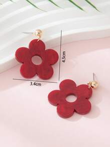 1 par de pendientes con colgante de flor roja de diseño de olas de agua acrílico para mujeres, apropiados para fiestas, playa y uso diario