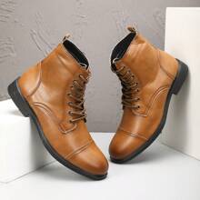 Men's Casual Chukka Boots Dress Shoes Waterproof Leather Ankle Boots Valentines - màu nâu - Xem 3