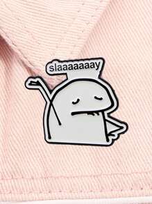 1 件西班牙名言珐琅别针卡通女士胸针翻领别针背包徽章服装配饰趣味珠宝礼物 - 黑與白 - 查看 9