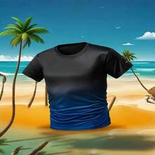 Camiseta de manga corta de secado rápido para hombres, top deportivo de cuello redondo - diseño degradado fashionable, adecuado para correr a diario, entrenamiento deportivo y uso casual