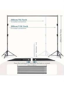 NEWKS Photography Backdrop Stand Kit, 78.7x118.1/78.7x78.7 Inch, Iron Frame, Includes 4 Clips, 2 Sandbags, And 1 Straight Tube Bag Studio Lighting Equipment, For Photography, Video, Birthdays, Parties