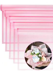 10/20/40pcs Translucent Flower Wrapping Paper, Solid Color Matte Flower Bouquet Black Border Waterproof Flower Gift Wrap For DIY Crafts, Suitable For Valentine's Day, Mother's Day, Wedding, Birthday, Graduation, Bridal Shower, Anniversary - Pink - View 15