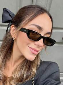 1 件女士亚克力小框矩形宽框时尚黑色眼镜，适合节日出游和节日礼物，女士时尚眼镜，女士太阳镜，秋冬服装，海滩配饰，复古 Y2k 基本款，夏季商务休闲礼物，海滩度假、户外、旅行，适合返校的学院风 - 彩色 - 查看 2