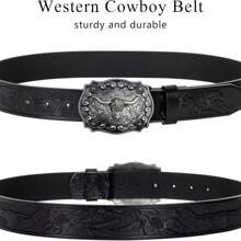 1 件西部牛仔十字扣复古朋克皮带，适合年轻男士，适合休闲户外、运动、度假、旅行、毕业礼物、生日、日常穿着 - 彩色 - 查看 7