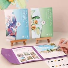 6 Stück/Set kreative Aquarell-Malereien - Malbücher für Erwachsene mit landschaftlichen und floralen Designs, beinhaltet Aquarellpapier und -farben für künstlerisches Zeichnen und Malen, kreative Freizeitaktivität, Muttertag, Geschenk für Mutter, Schulanfang, Schulmaterial - Verschiedenfarbig - Übersicht 2