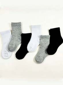 6 Pairs/12 Pairs Kids' Sports Ankle Socks, Students Mid-Calf Socks