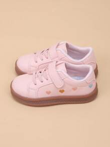 Kids Spring New Heart Embroidery Casual Soft Sole Sneakers, Girl Toddler Baby Shoes