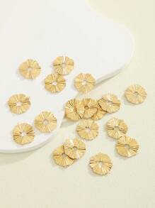 18pcs Wrinkled Round Disc Ear Clip Earring Accessories - Brass - View 1