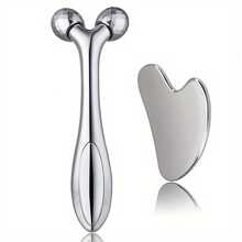 Set Of 2pcs Facial Massage Tools Set, Face Roller And Gua Massager, Unscented, Manual Operation, No Battery Required, With Ideal Gift For Her, For Face, Neck And Body,School,Back To School,Travel,Travel Essentials,Home Essentials,Spa,Massage Tool,Massage,Massager,Spa