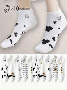 1/3/5/10 Pairs Of Randomly Shipped Women's Socks, Boat Socks, Invisible Socks, Low Cut Socks, White Socks, Women's Socks, Ankle Socks, Crew Socks, Cute Socks, Girls' Socks, Breathable Mesh Sweat Wicking Design, Soft And Comfortable, Suitable For Daily Wear, Sports, Office Wear, University Style Design, Suitable For All Seasons And Various Holidays, Invisible Socks And Socks, Color Random