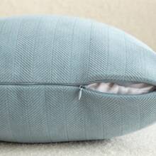1pc Chenille Pillow Cover, Elegant Design, Soft Luxurious Decorative Cushion Cover For Sofa, Bedroom, Living Room - Light Blue - View 5