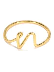 1 Stück minimalistischer, kleiner Initialen-Ring für Frauen, goldplattiert, Draht Stapel-Ring Buchstaben A-Z, Verlobungs- und Hochzeitsschmuck Geschenkidee