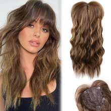 AliLeader Hair Toppers For Women 20inch Long Wavy Hair Toppers Hair Pieces For Women Synthetic Wiglets Hair Topper With Bangs Clip In Hair Toppers For Thinning Hair - Multicolor - View 10