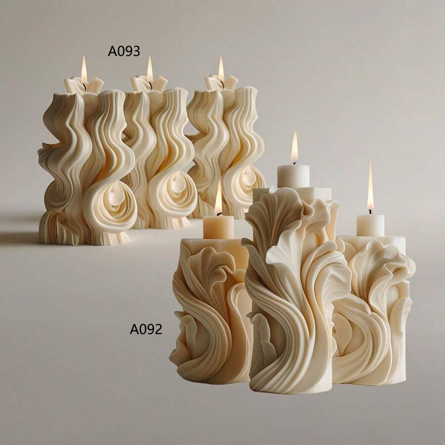 Wave Shaped Wax Candle DIY Handmade Fragrance Plaster Multifunctional Silicone Mold - White - View 1