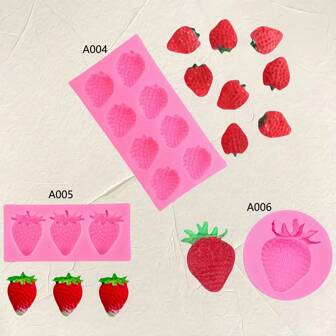 1 pieza Molde de silicona con forma de fresa, molde decorativo multifuncional para resina, vela de cera