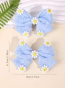 2pcs/Set Jepit Rambut Anak Perempuan, Jepit Rambut Linen Motif Ceri, Aksesori Rambut Minimalis untuk Sehari-hari, Cocok untuk Remaja - MultiWarna - View 5