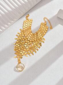 1 件奢华优雅开斋节星形流苏时尚手指链，女士婚礼/宴会礼服配饰 - 金黃色 - 查看 3