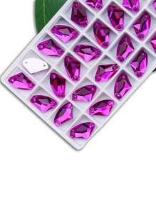 72 件/包平底彩色斧头形双孔手工缝制纽扣，DIY 水钻装饰适用于礼服和婚纱配饰 - 彩色 - 查看 7