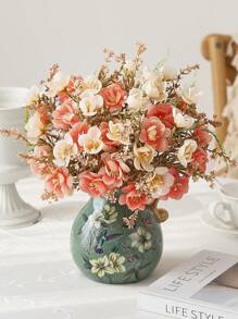 1pc/3pcs Artificial Flowers Silk Roses Plum Blossom Bouquet Faux Rose Bundle For Vase Filler Spring Summer Home Party Table Decor Centerpieces Wedding Decoration Gifts Birthday Graduation