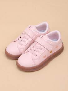 Kids Spring New Heart Embroidery Casual Soft Sole Sneakers, Girl Toddler Baby Shoes