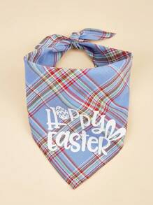 1pc Easter Bunny Plaid Pet Bandana, Suitable For Cats And Dogs, Applicable For Holidays