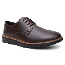 Kit Masculino 02 Pares De Sapato Social Derby Amarração Solado Tratorado Acompanha Palmilha Brinde Numeração Especial 37 Ao 46 Cor Café Preto